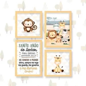 Quadro Infantil Kit Safari