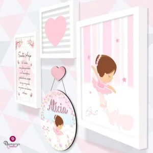 Quadro Infantil Kit Bailarina no Jardim