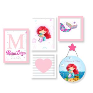 Quadro Infantil Kit Princesa Sereia