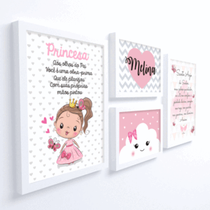 Quadro Infantil Kit Princesa aos Olhos do Pai