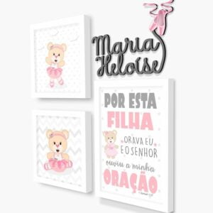 Quadro Infantil Kit Ursinha Bailarina