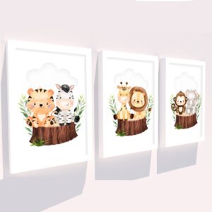 Quadro Infantil Kit Safari Animais