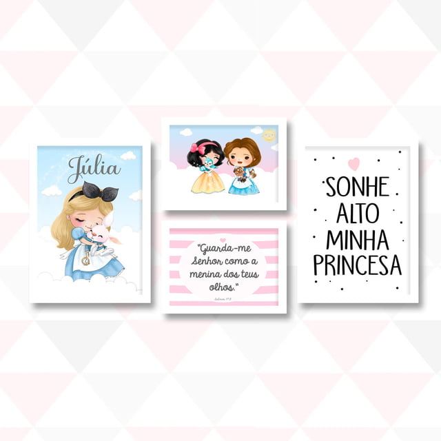 Quadro Infantil Kit Princesas