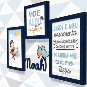 Quadro Infantil Kit Menininho Aviador