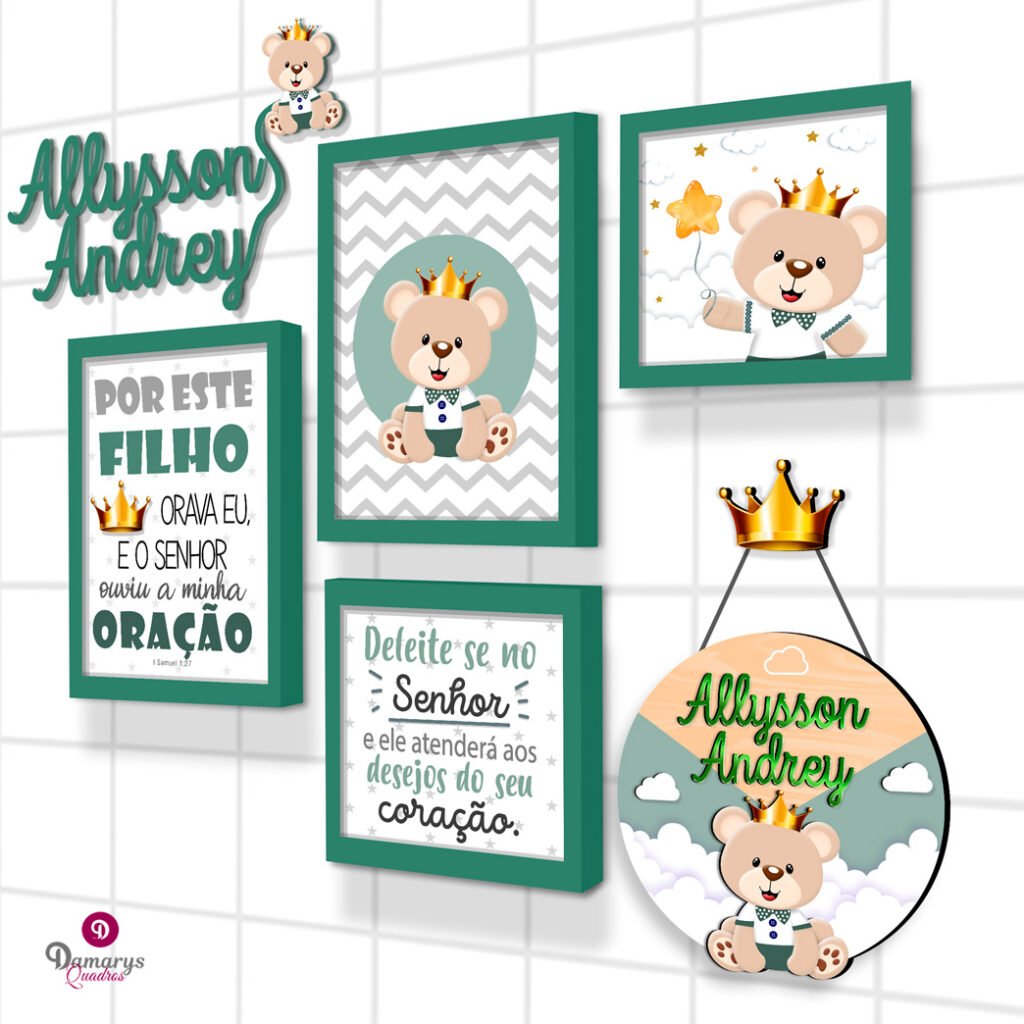 Quadro Infantil Kit Ursinho Príncipe