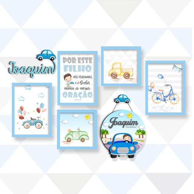 Quadro Infantil Kit Carrinho