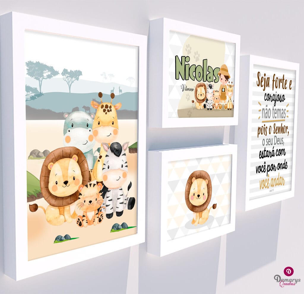 Quadro Infantil Kit Safari 5